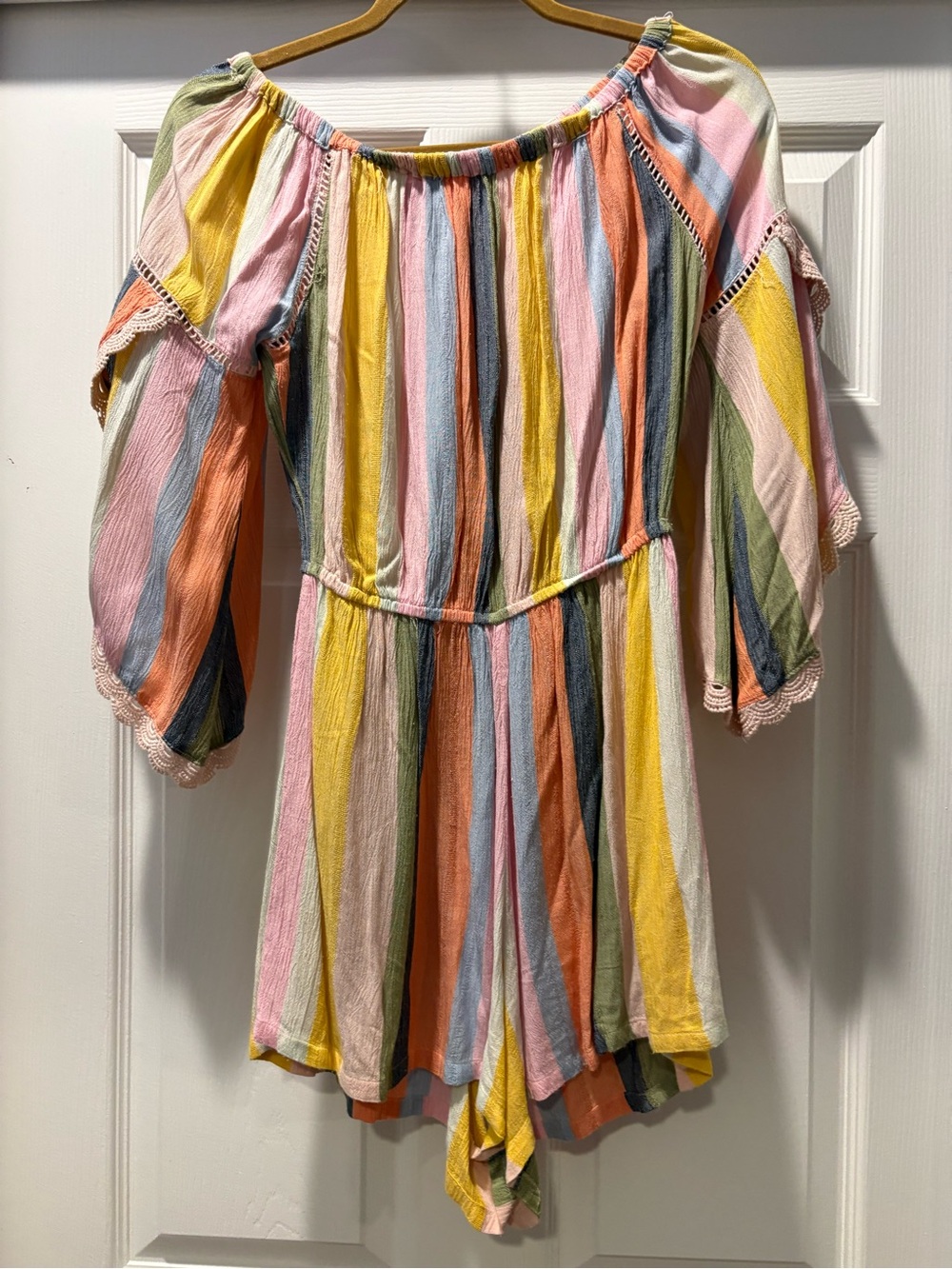 Striped Multicolor Off-Shoulder Romper